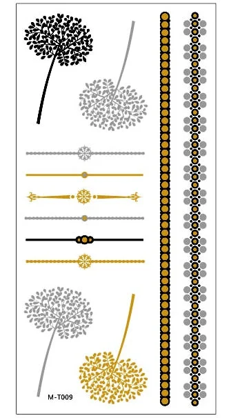 1sheet Indian Arabic body art women metallic temporary Mandala Flash Tattoos necklace sticker gold lace tatoo tatuagem maquiagem