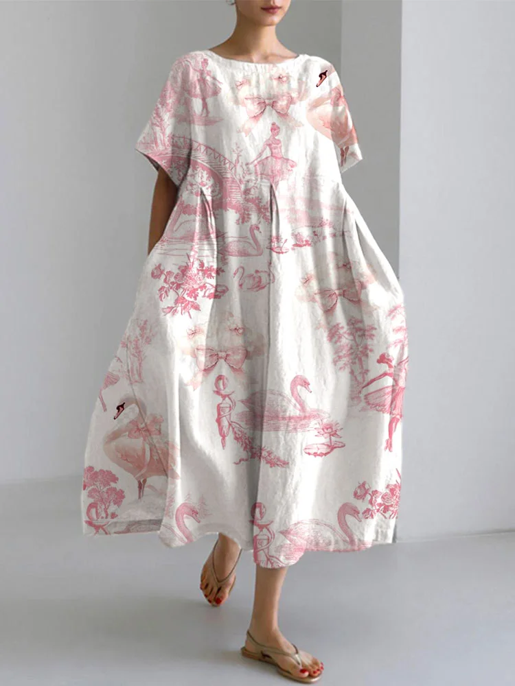 Women's Casual Breast Cancer Awareness Floral Print Dress