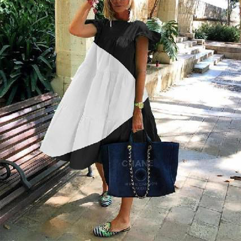 Casual Color Block Panel Mini Dress wearshes