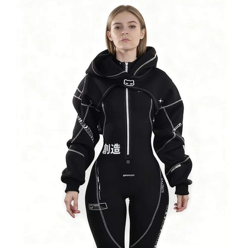 Cyberpunk Futuristic Mechanical Style Women's Sports Yoga Outfit Set