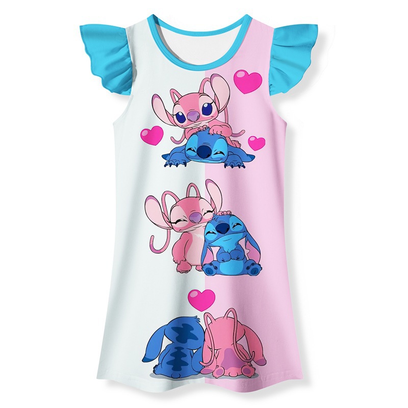 2023 Stitch Crashes Plush Sleep Dress for Kids – Lilo & Stitch Movie Inspired Starry Night Design -Mayoulove