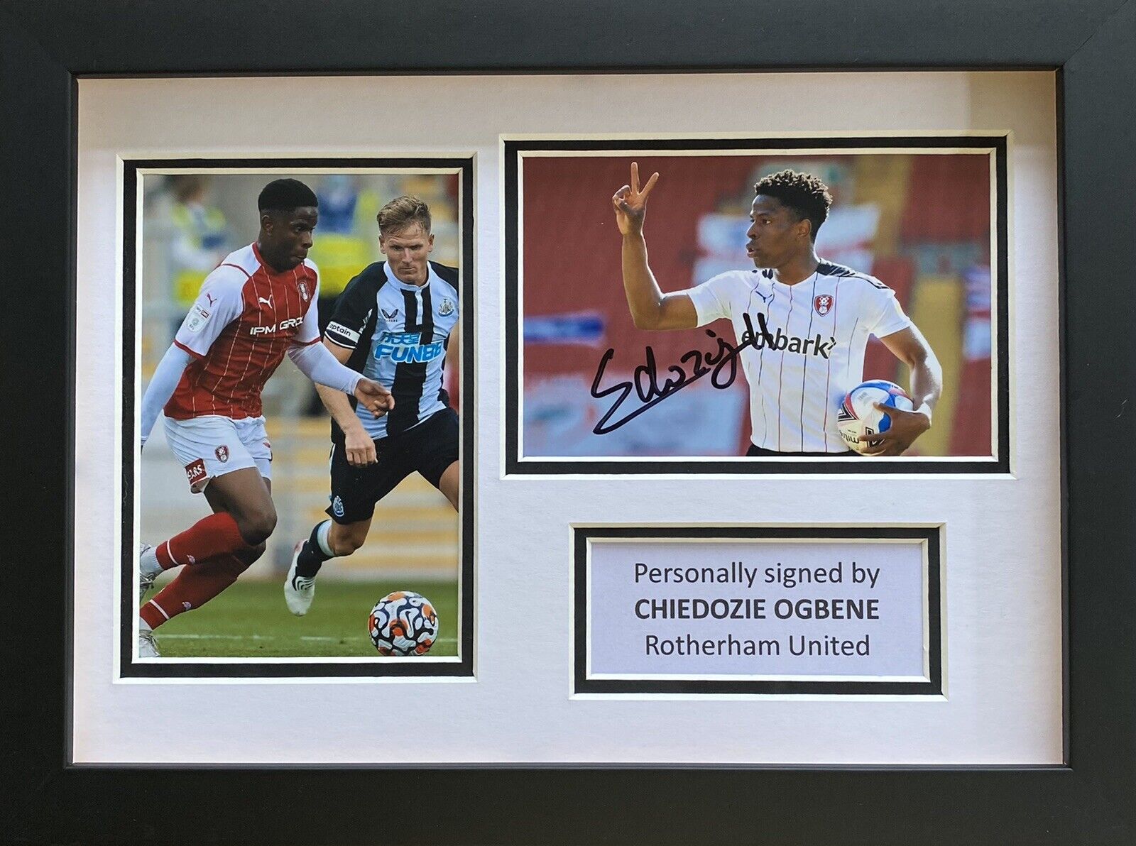 Chiedoze Ogbene Hand Signed Rotherham United Photo Poster painting In A4 Frame Display