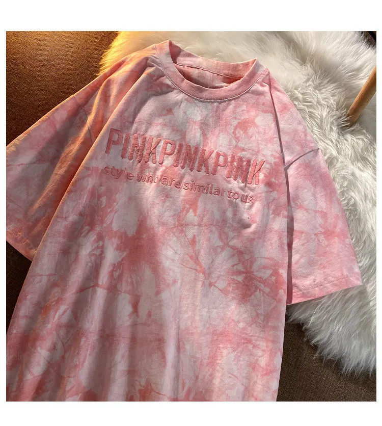 Brownm Brownm Top Embroidered Letters Lovers Girlfriends Short-Sleeved T-Shirt Women 2024 Summer Loose Student Top Women's Wear