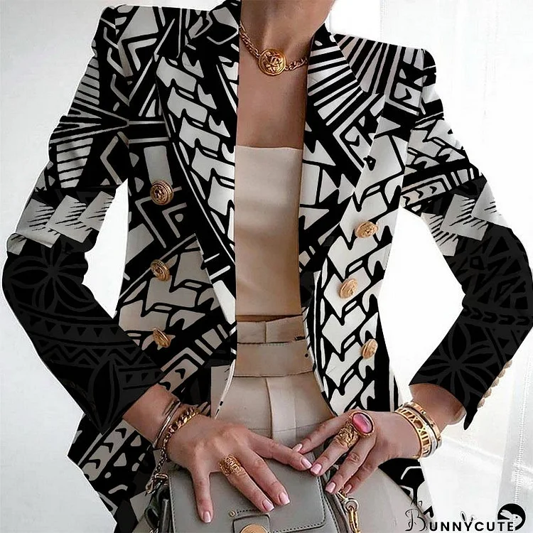 Fashion Geometric Print Women's Suit