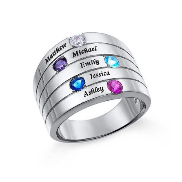Personalized Five Stone Mothers Ring