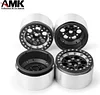 AMK 4Pcs Aluminum Alloy Wheel Weights 12mm Hex Hub 2.2 Beadlock Wheels Rims for 1/10 RC Crawler Axial Wraith 90018 SCX10 TRX6 TRX4 Upgrades (Black)