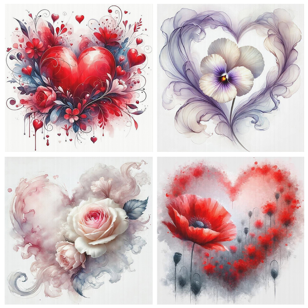 Multi-Style)Love Flower-11CT Stamped Cross Stitch 40*40cm