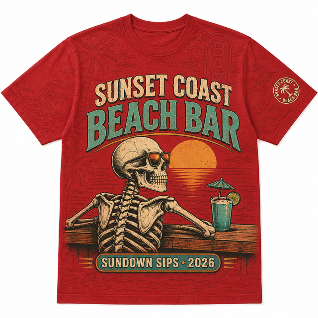 Surf Sunset Coast Bar Cotton T-Shirt