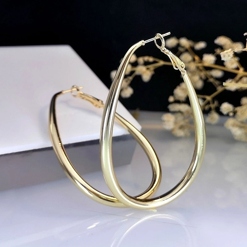 1 Pair Exaggerated Minimalist Oval Plating Copper Gold Plated Hoop Earrings