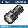 LED Mini Portable Flashlight USB Rechargeable Power Display Emergency Work Light