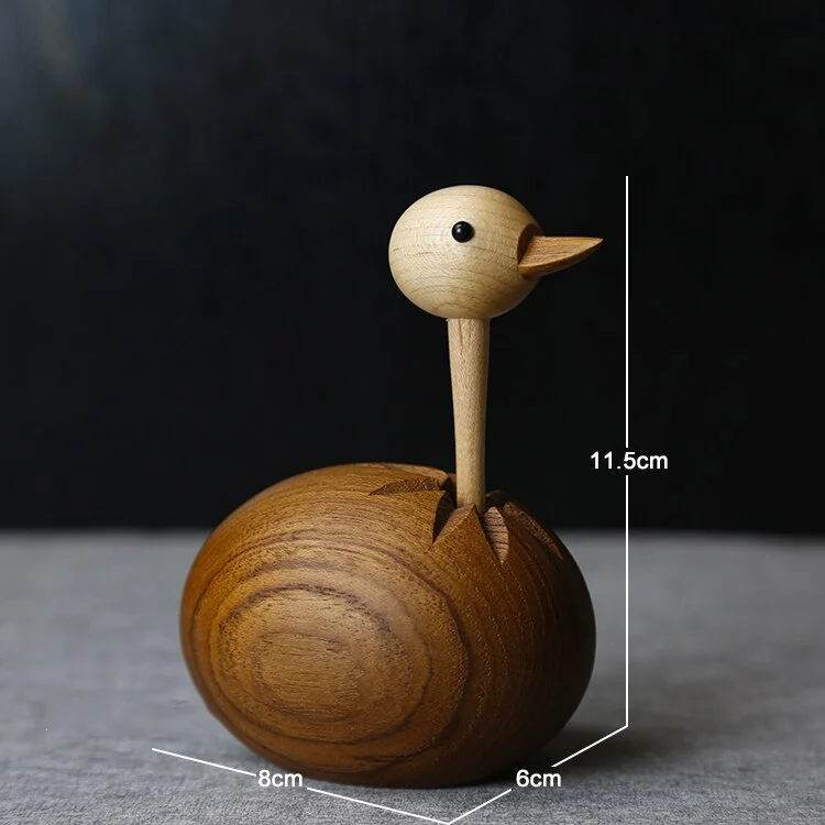 Nordic Handicraft Log Handmade Ostrich Puppet Solid Wood Ornaments Creative Wood Home Decorations