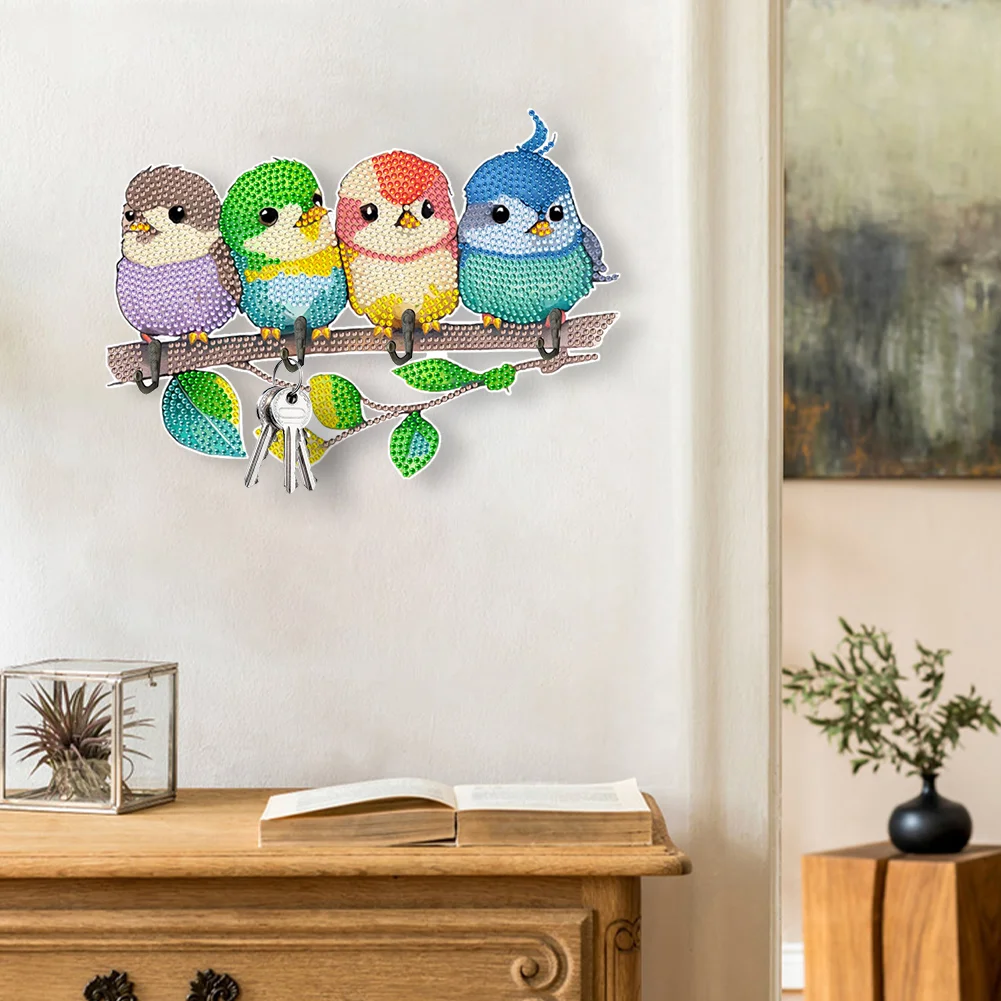DIY Bird Diamond Painting Art Hooks Punch Free with 4 Hooks for Beginners Adults