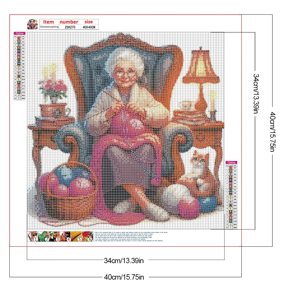 Diamond Painting - Full Round Drill - Knitting Grandma(Canvas|40*40cm)