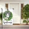 DIY Diamong Painting Double Sided Drills Garden Flags Outdoor Decor Holiday Garden Decorations Kit(Welcome Wreath)