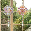 2Pcs Diamond Painting Acrylic Double Sided Birds and Butterflies Wind Chime Suncatcher with Crystal Hanging Pendant