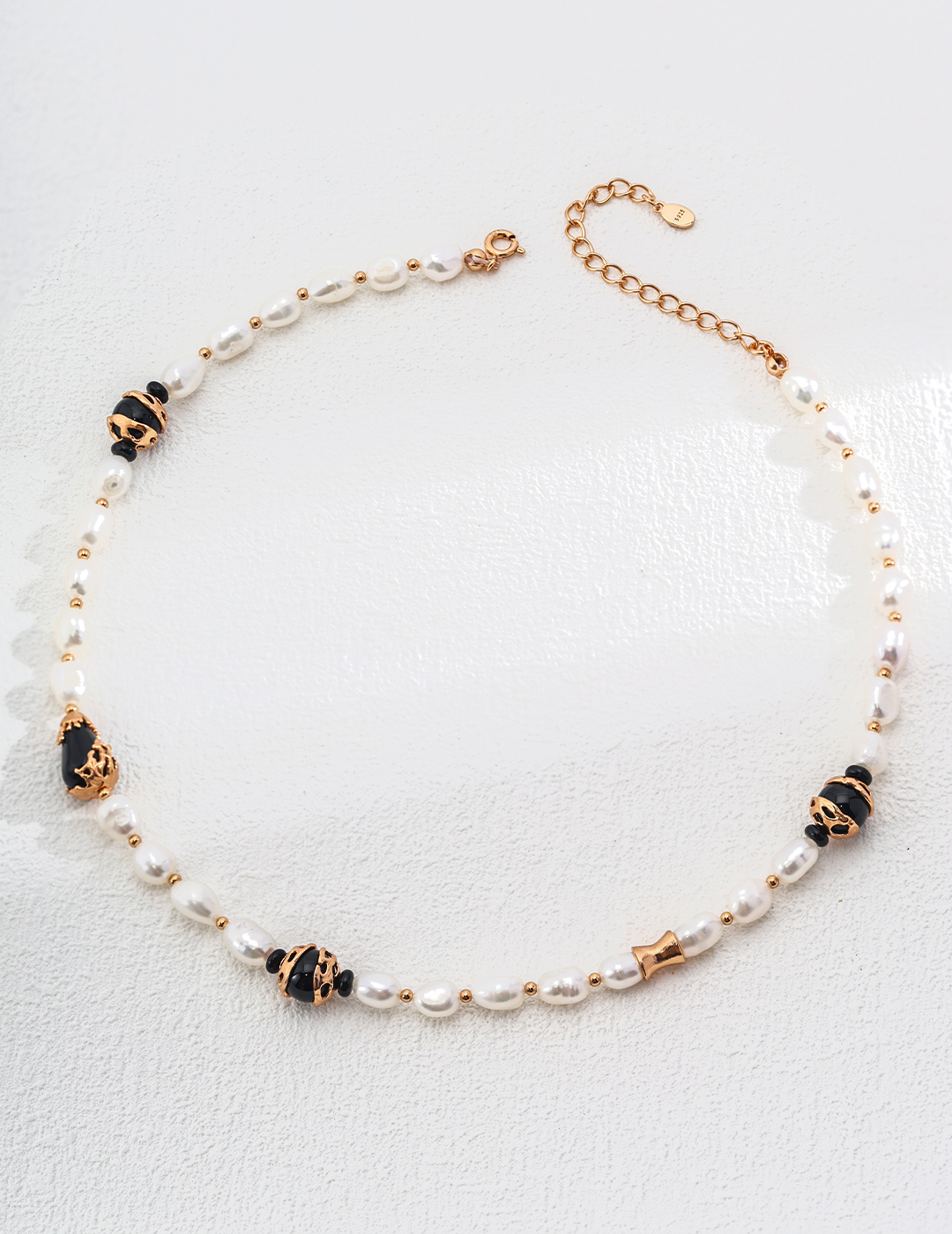Natural Pearl & Black Agate Necklace