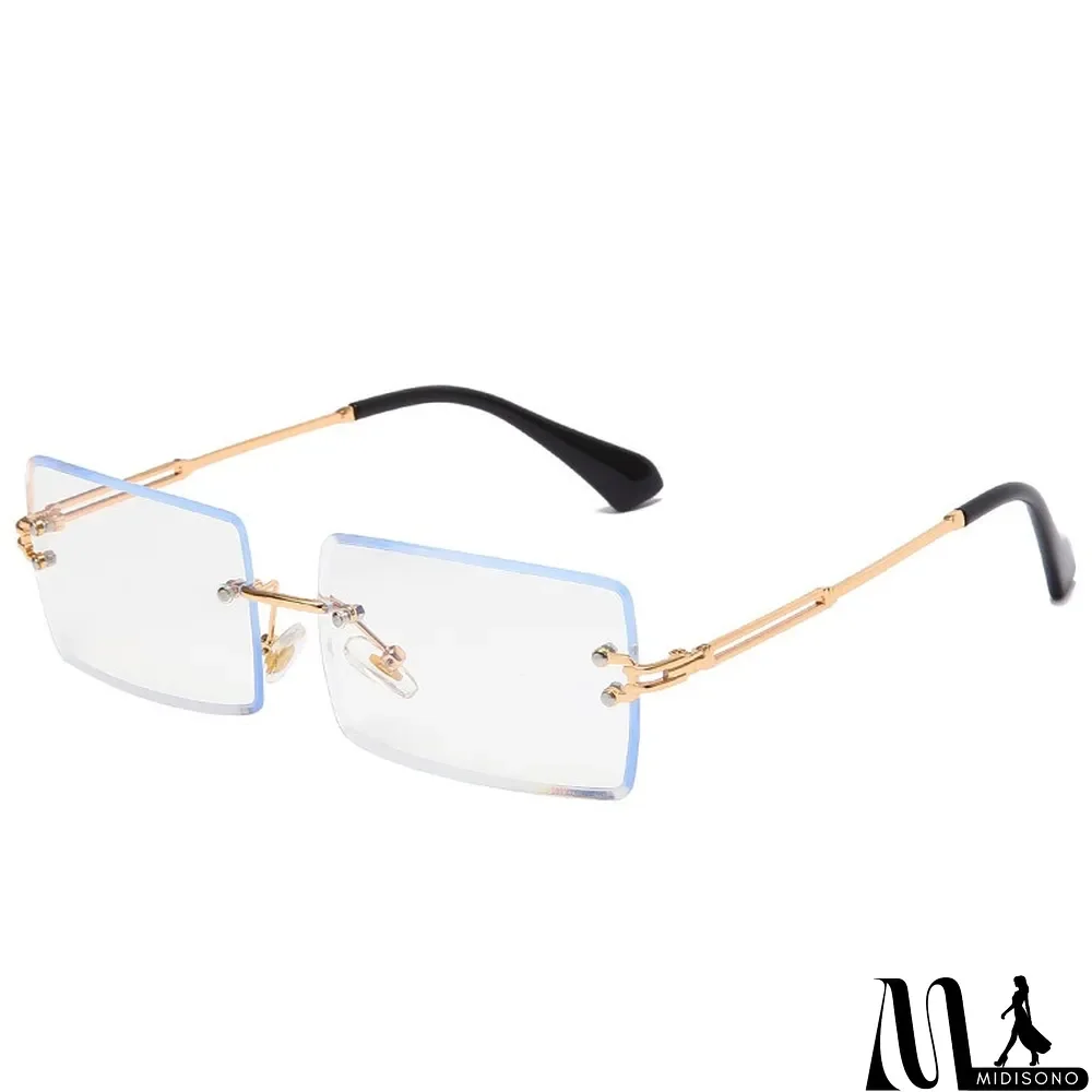 MidiSono - Women Rimless Metal Square Sunglasses