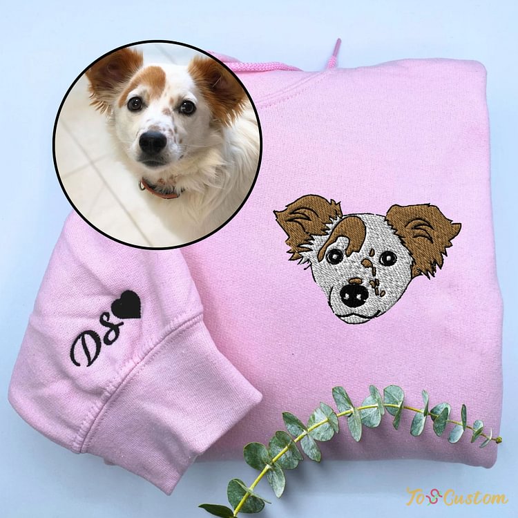 TOSCUSTOM™ Kokoni Sweatshirt or Hoodie Custom Embroidered Dog Face Gift