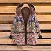 Vintage Floral Panel Print Hooded Coat