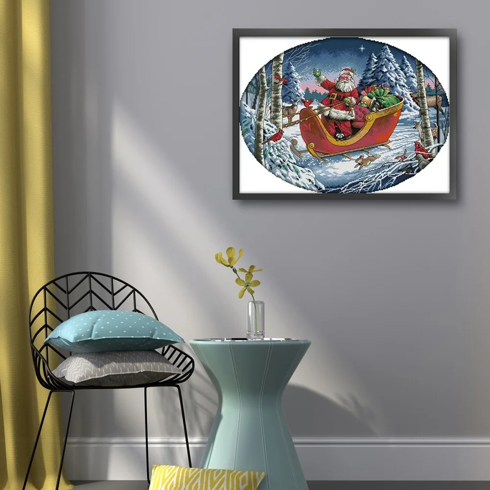 DIY Stamped Cross Stitch 14CT Partial Embroidery 53*44cm - Santa Claus