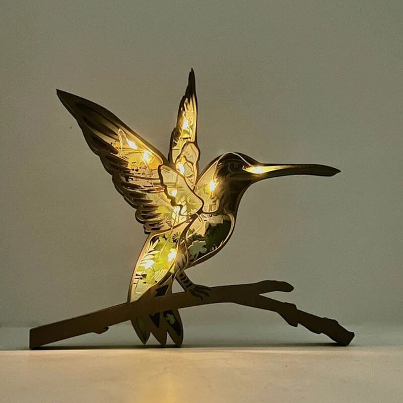 WoodyOrnament Hummingbird Carving Handcraft Gift
