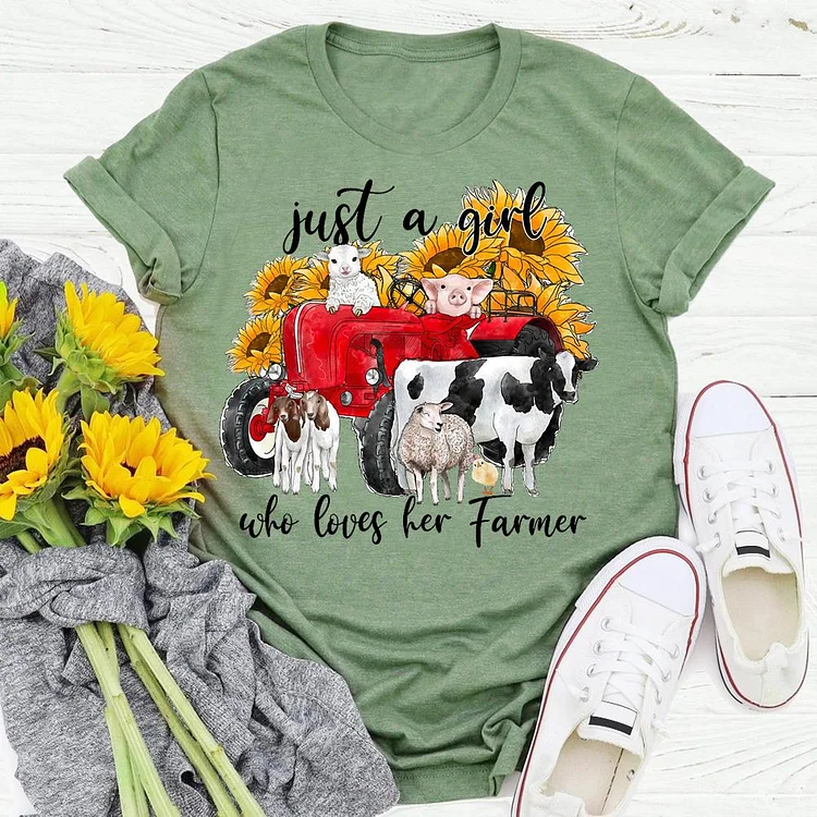 PSL - Just A Girl Who Loves Her Farmer T-Shirt-05673