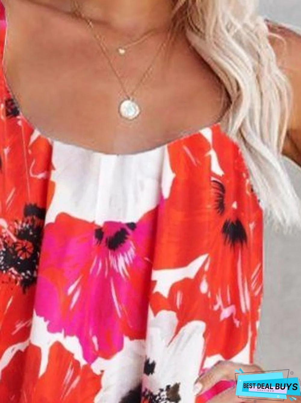 Floral Sleeveless Boho Shift Weaving Dress