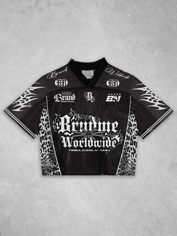 Vintage Black Metal Gothic Leopard Print Jersey