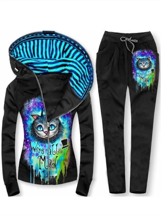 Casual Hooded Jacket Coat Sport Pants Set