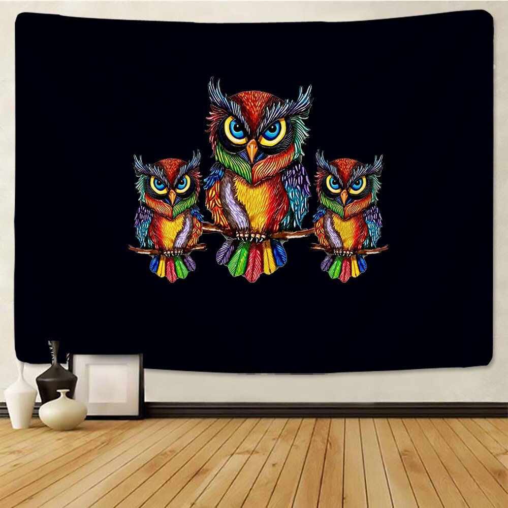 Colour Feather Abstract Owl Tapestry Indian Bohemia Hippie Witchcraft Beach Towel Home Dormitory Decorative Tapestry