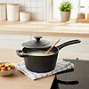 Cast Iron Milk Pot Easy To Clean Non Stick Sauce Pots.Small Cooking Pot with Lid and Long Handle for Restaurant Household Cooking