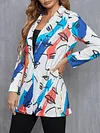Stylish Face Graffiti Printed Lapel Collar Buttoned Urban Blazer Outerwear