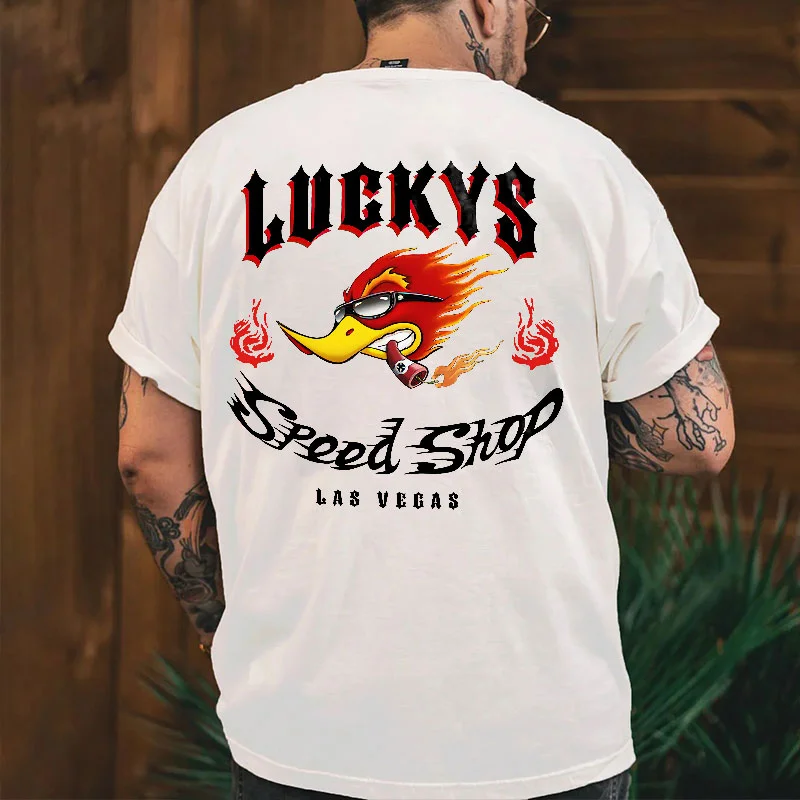 LUCKYS SPEED SHOP Hot Rod Bird Print Men's T-shirt