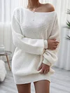 Solid Color Long Sleeves Sweater Dress