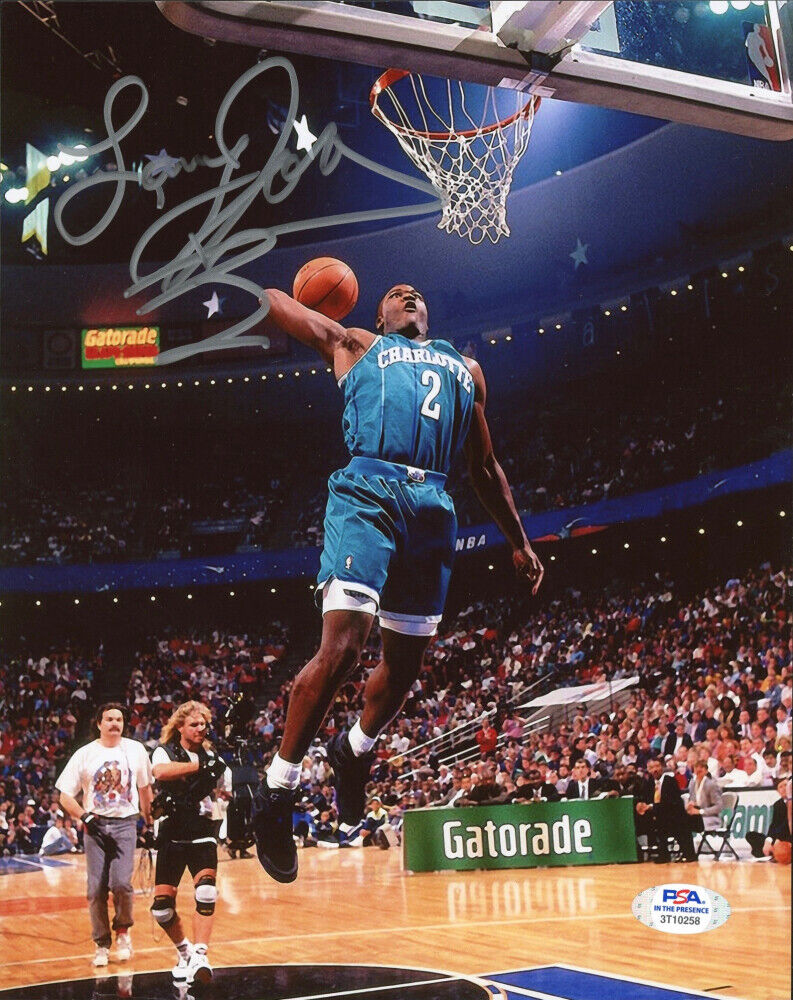 Family Matters Grandmama ~Larry Johnson~ Space Jam Signed Hornets 8x10 Photo Poster painting PSA