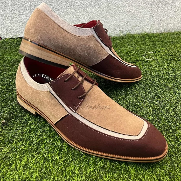 Men's Casual Fashion Contrast Color Lace-up Dress Shoes