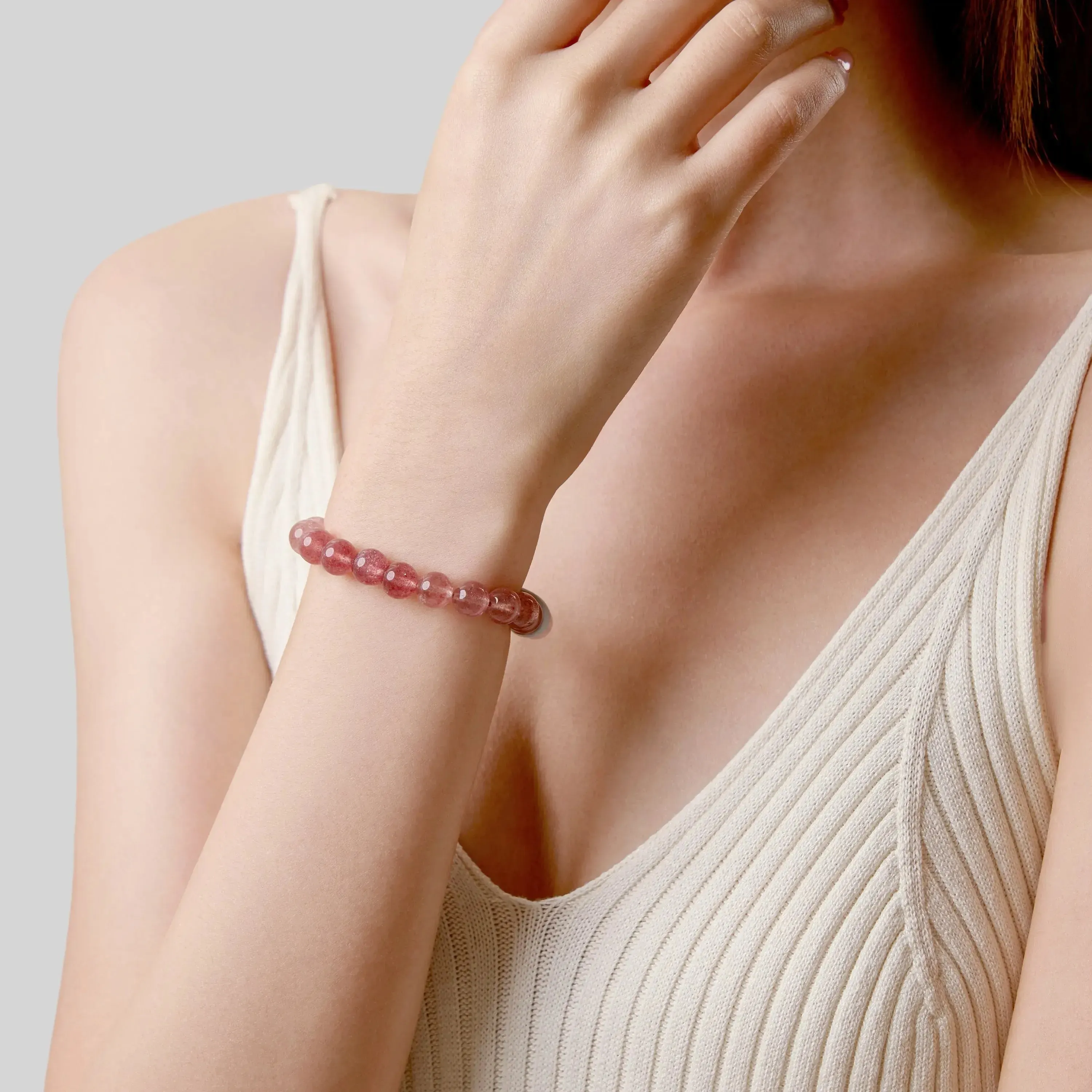 Strawberry Quartz Gradient &mdash; Magnetic Clasp Bracelet (8mm)