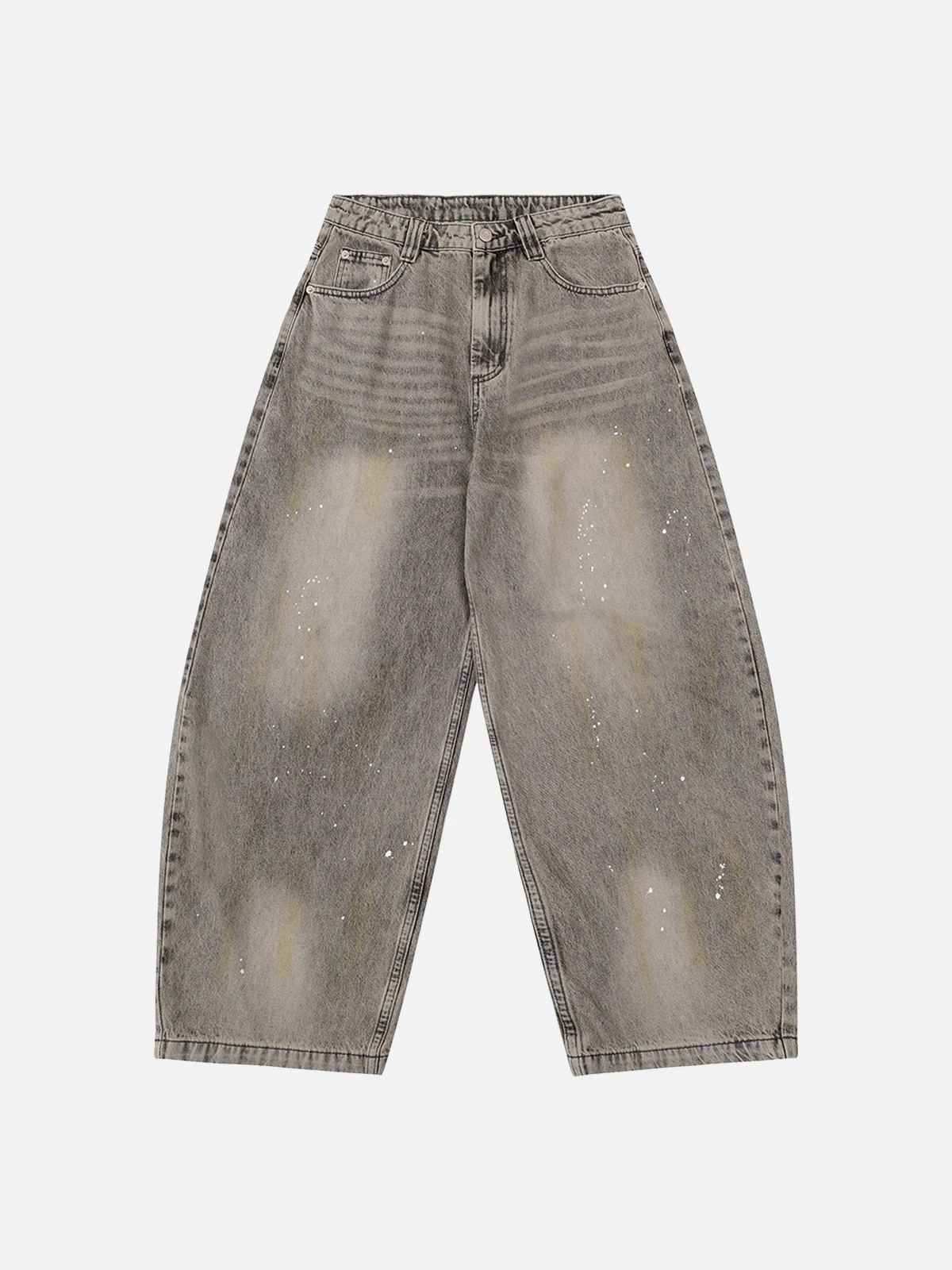 Grey Act Chic Washed Bleached Baggy Jeans Front