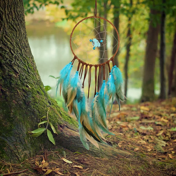 Olivenorma "Dream Knight" - Turquoise Feather Dream Catcher