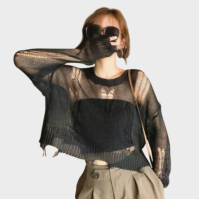 Careless Whisper Hollow Out Knitted Top