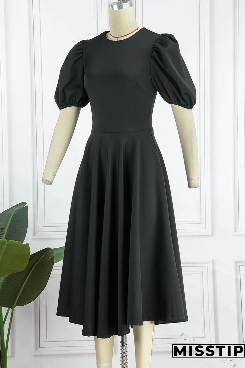 Blue Casual Solid Patchwork O Neck A Line Dresses