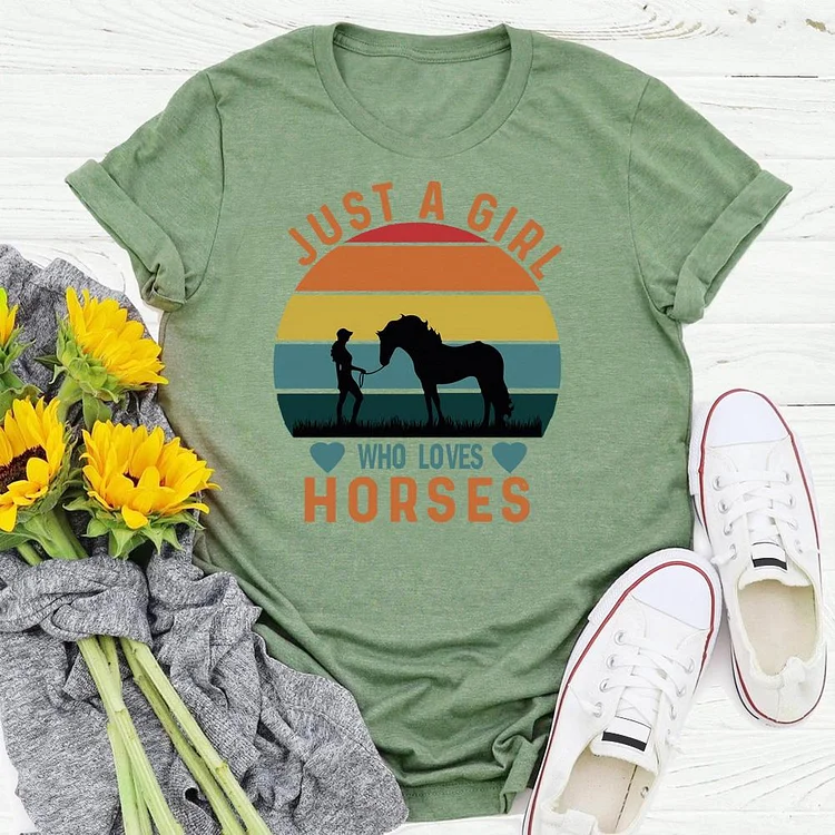 Just a girl who love horses Village LifeT-shirt Tee -05769