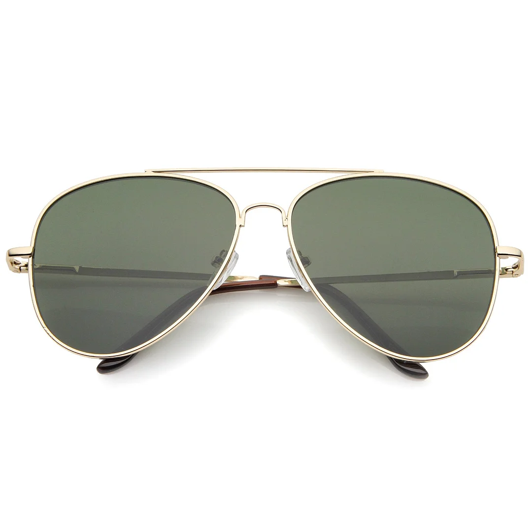 Large Classic Full Metal Teardrop Flat Lens Aviator glasses 60mm