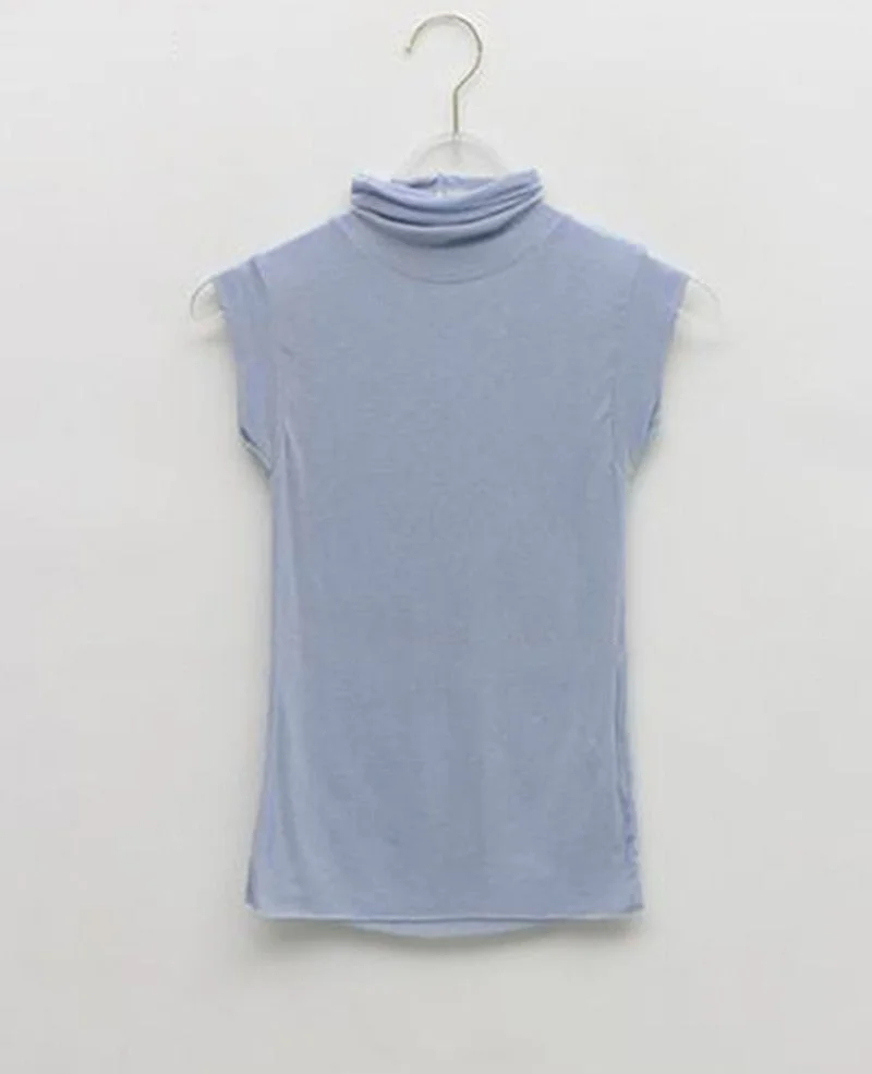 2022 New Spring White Tank Top Women Corset Tops To Wear Out Sleeveless Turtleneck Solid Casual T Shirt fashion Korean Clothes