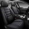MINGBRON Black Car Seat Cover with Lumbar Support, Car Seat Protector Waterproof, Nappa Leather Car Seat Cushion, Car Seat Covers Front Seats and Back Fit for Most Cars