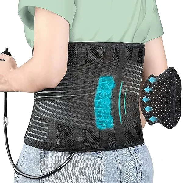 DARLIS Back Support Belt with Inflatable Lumbar Pad - Extra Support for Lower Back Pain Relief, Herniated Disc, Sciatica, Scoliosis, Adjustable Support Straps - Back Brace for Men Women S/M 32"- 39"