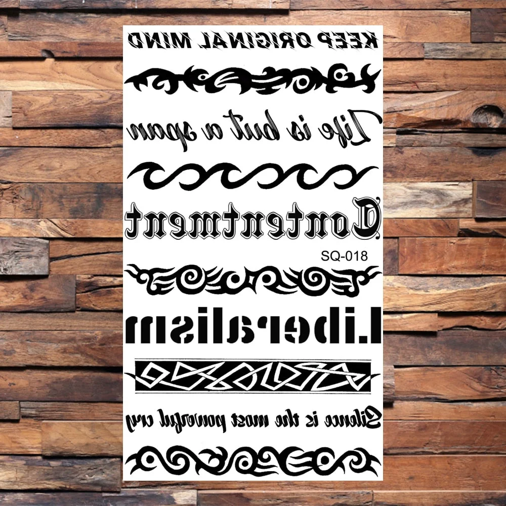 Black Elephant Cartoon Diamond Arrow Temporary Tattoos For Children Adults Realistic Pirate Flower Feather Fake Tatoos Sticker