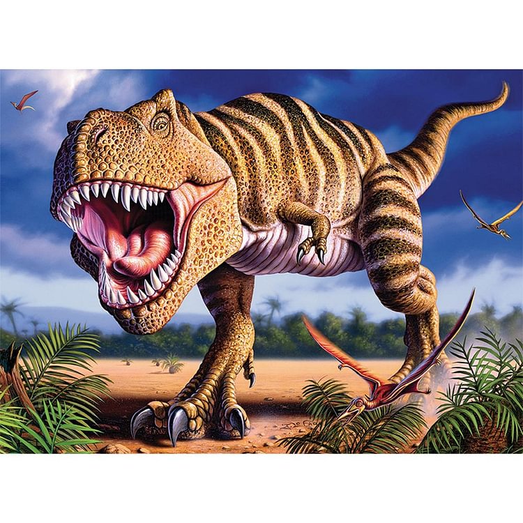 T.Rex Dinosaur Round Full Drill Diamond Painting 40X30CM(Canvas) gbfke