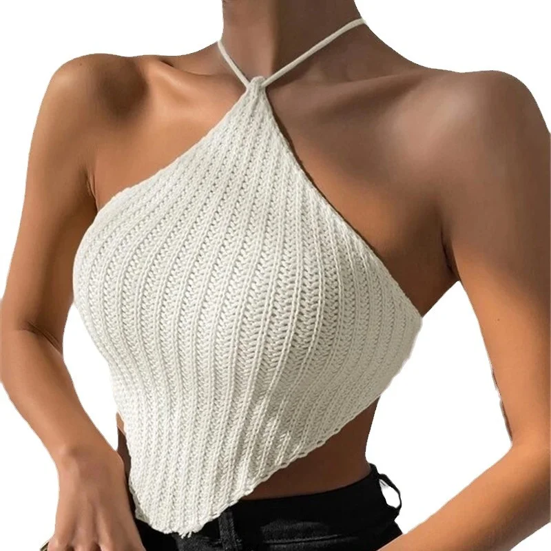 Athvotar Athvotar Neck Knitted Vest Design Sweater Wrapped Blouse
