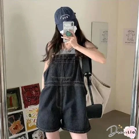 Drawstring Waist Pockets Overalls Romper